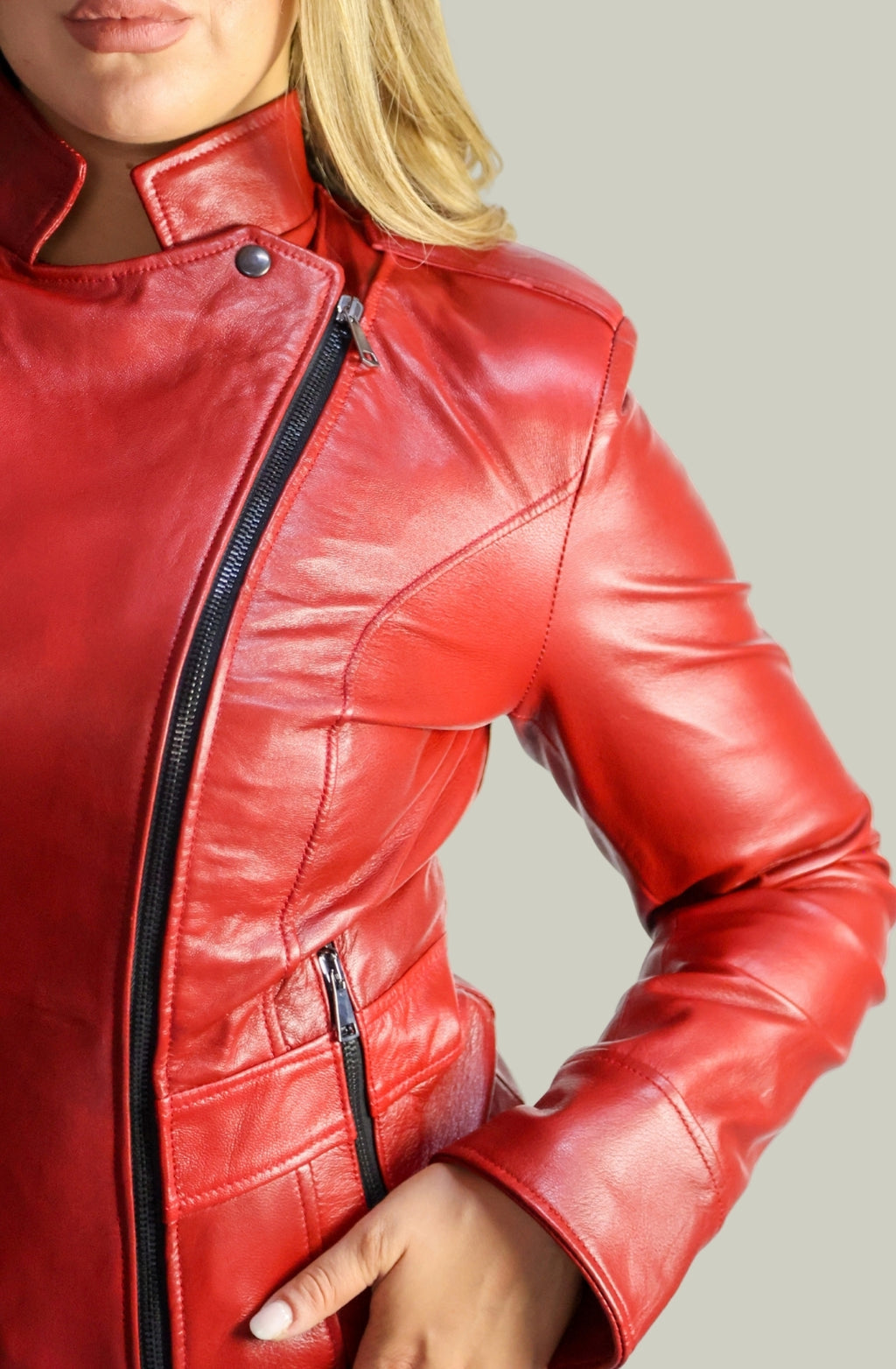 Giacca in Vera Pelle Modello Noemi Nuvolatio rosso | 100% Made in Italy
