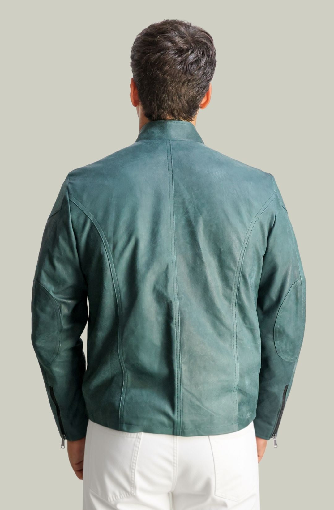 Vintage Herrenjacke aus grünem Leder von 883