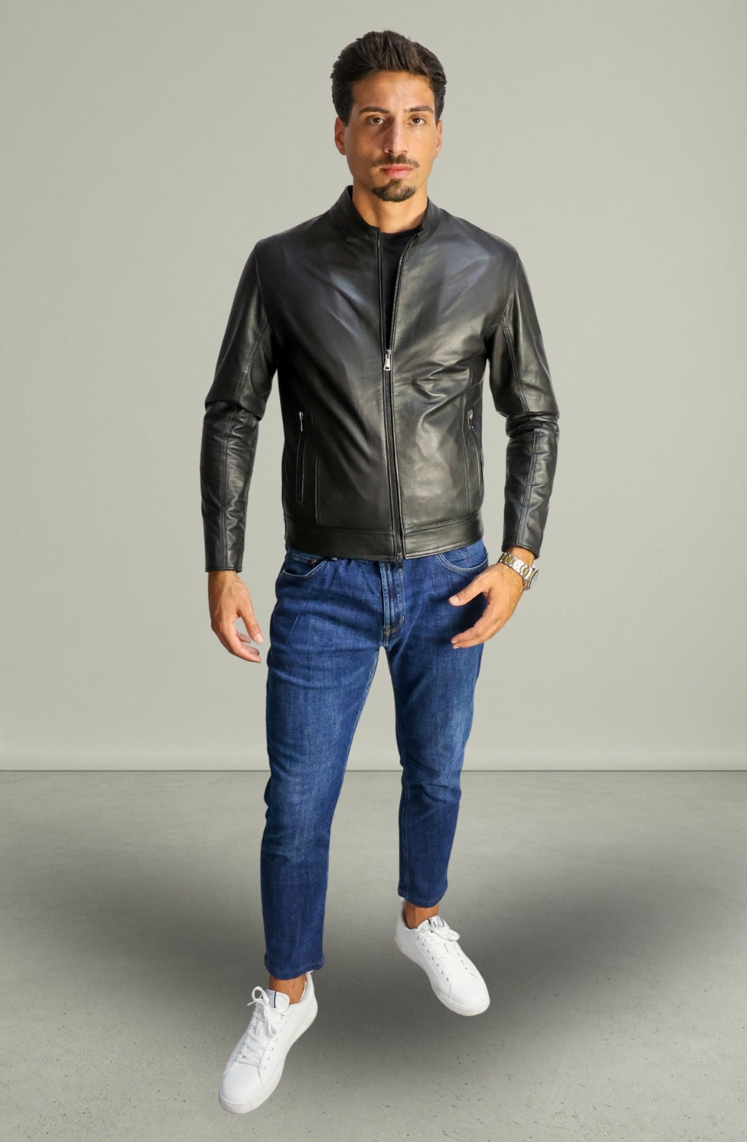 Giacca 365 in Pelle Nero da Uomo