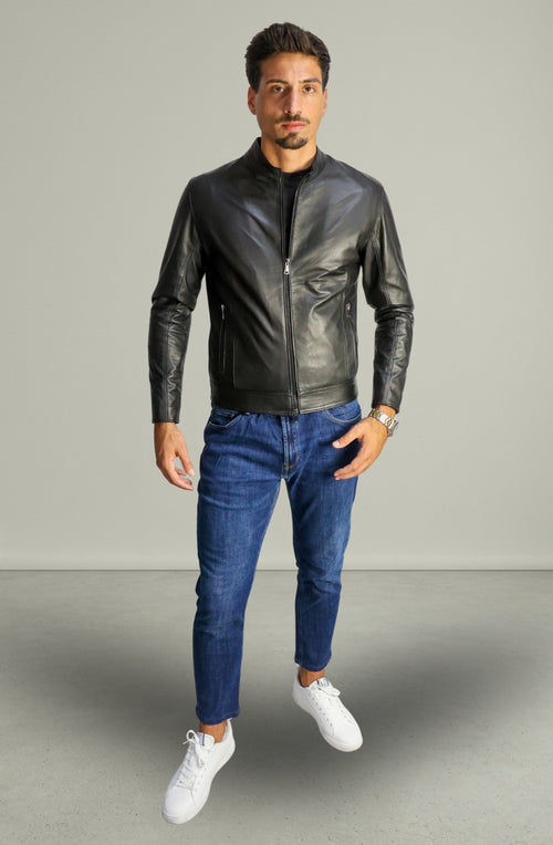 Giacca 365 in Pelle Nero da Uomo
