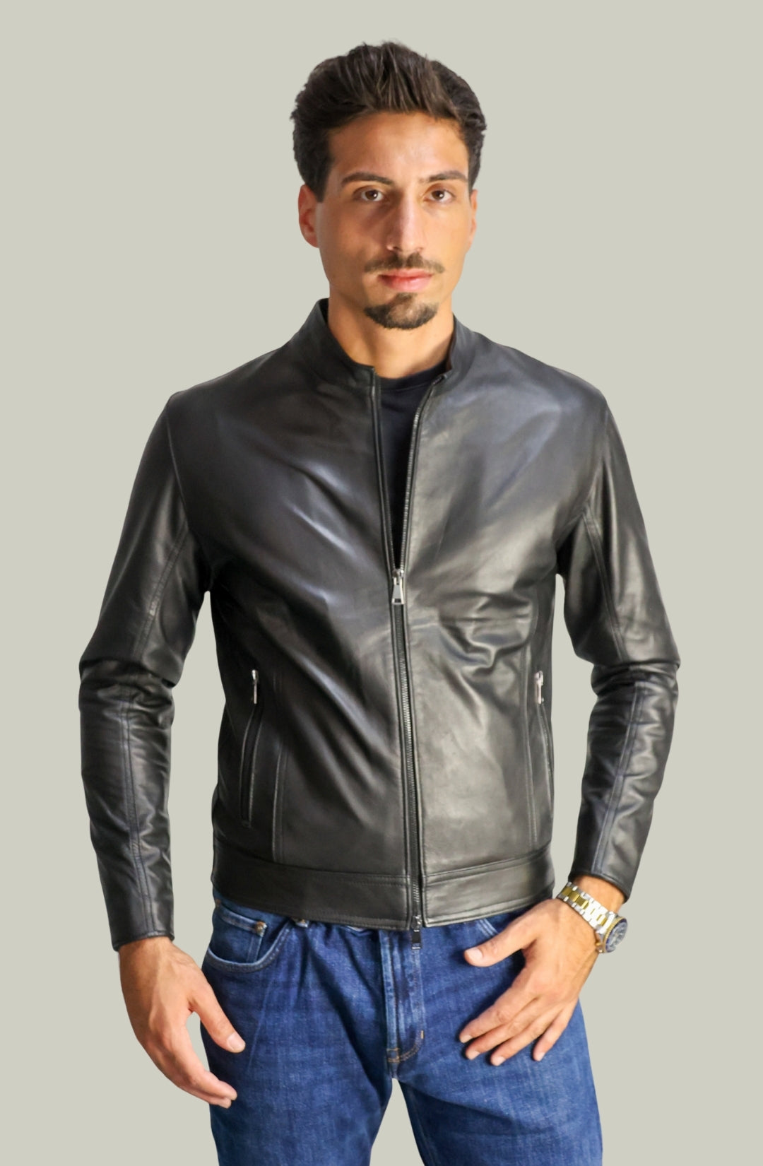 Giacca 365 in Pelle Nero da Uomo