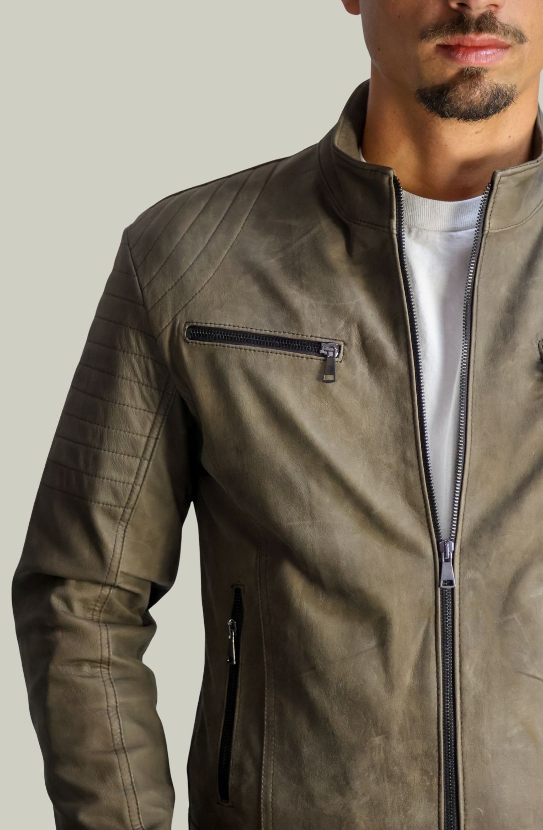 Giacca Rocky Biker in Pelle T.Moro Vintage da Uomo