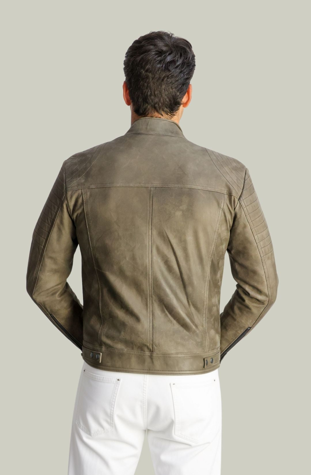 Giacca Rocky Biker in Pelle T.Moro Vintage da Uomo