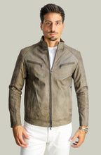 Men's Davide Vintage Dark Brown Leather Biker Jacket