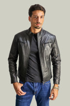 Giacca Rocky Biker in Pelle Nappa Nera da Uomo