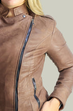 Giacca in Vera Pelle Modello Noemi Stone Wash Cioccolato | 100% Made in Italy