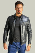 Giacca Davide Biker in Pelle Nera da Uomo