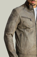 Men's Davide Vintage Dark Brown Leather Biker Jacket