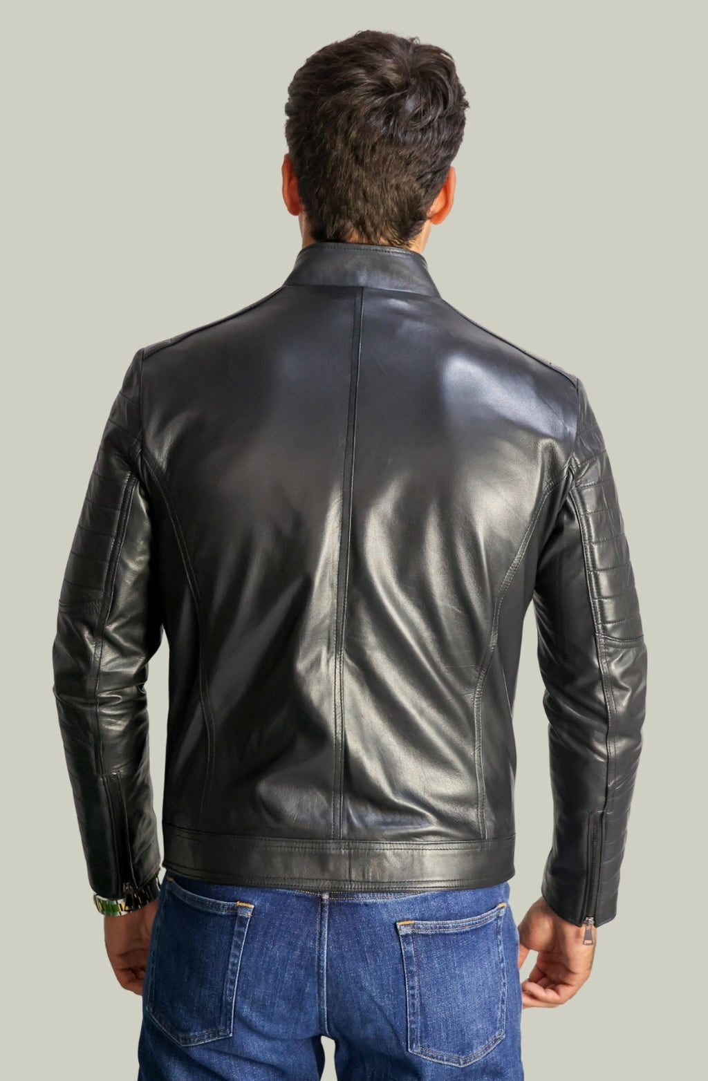 Giacca Davide Biker in Pelle Nera da Uomo