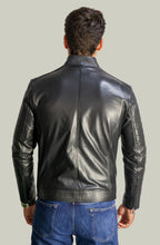 Giacca Davide Biker in Pelle Nera da Uomo