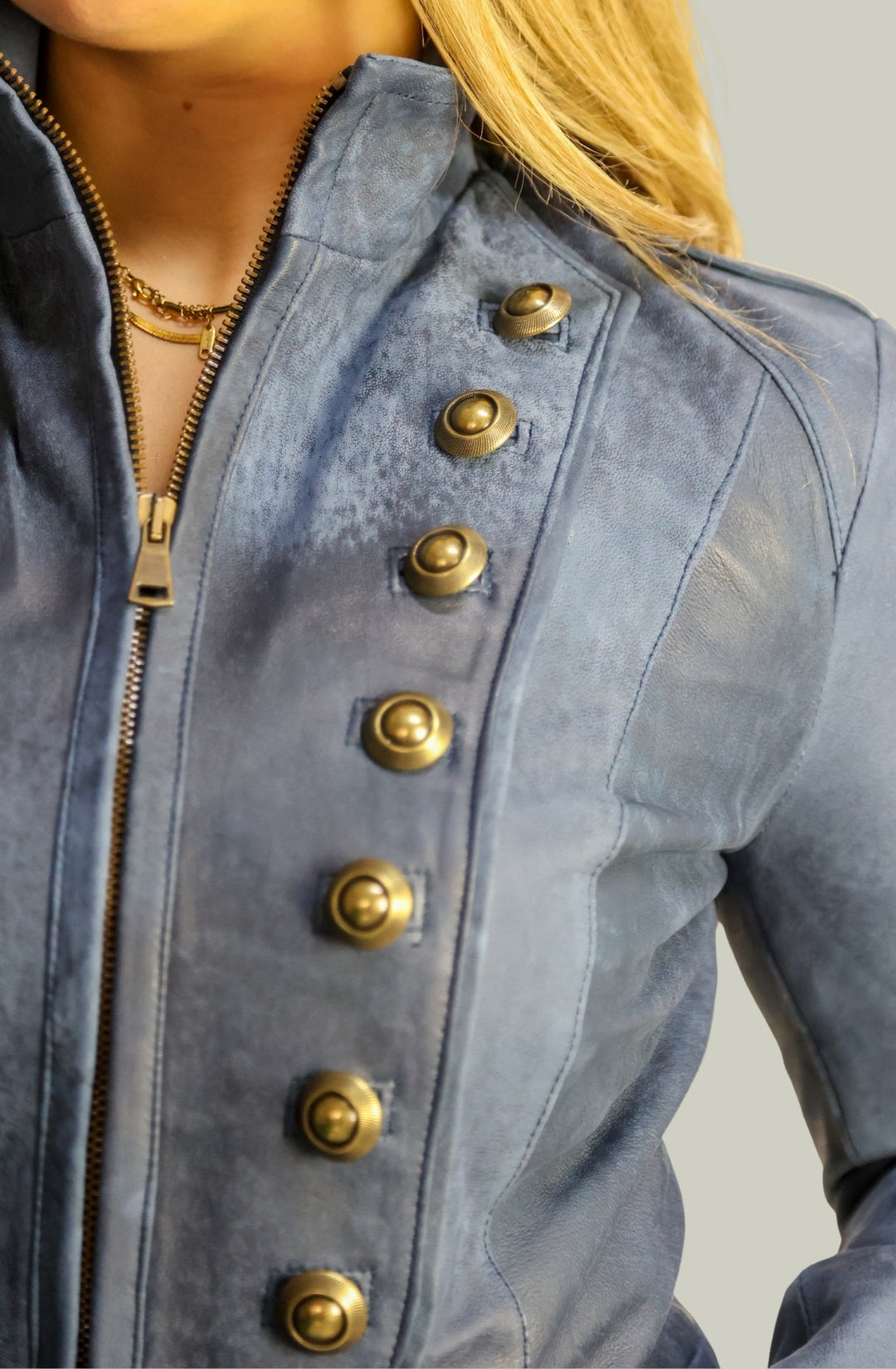 Giacca in Vera Pelle Modello K250 lungo Blu | 100% Made in Italy