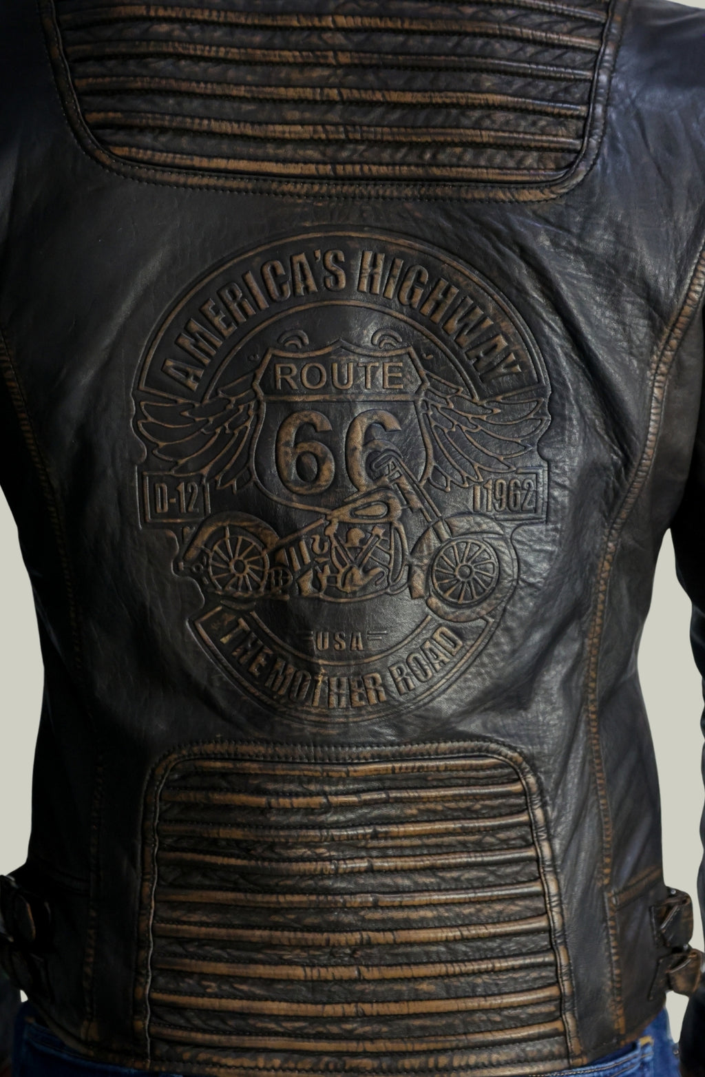 Giacca Biker in Pelle Testa Di Moro Scuro da Uomo