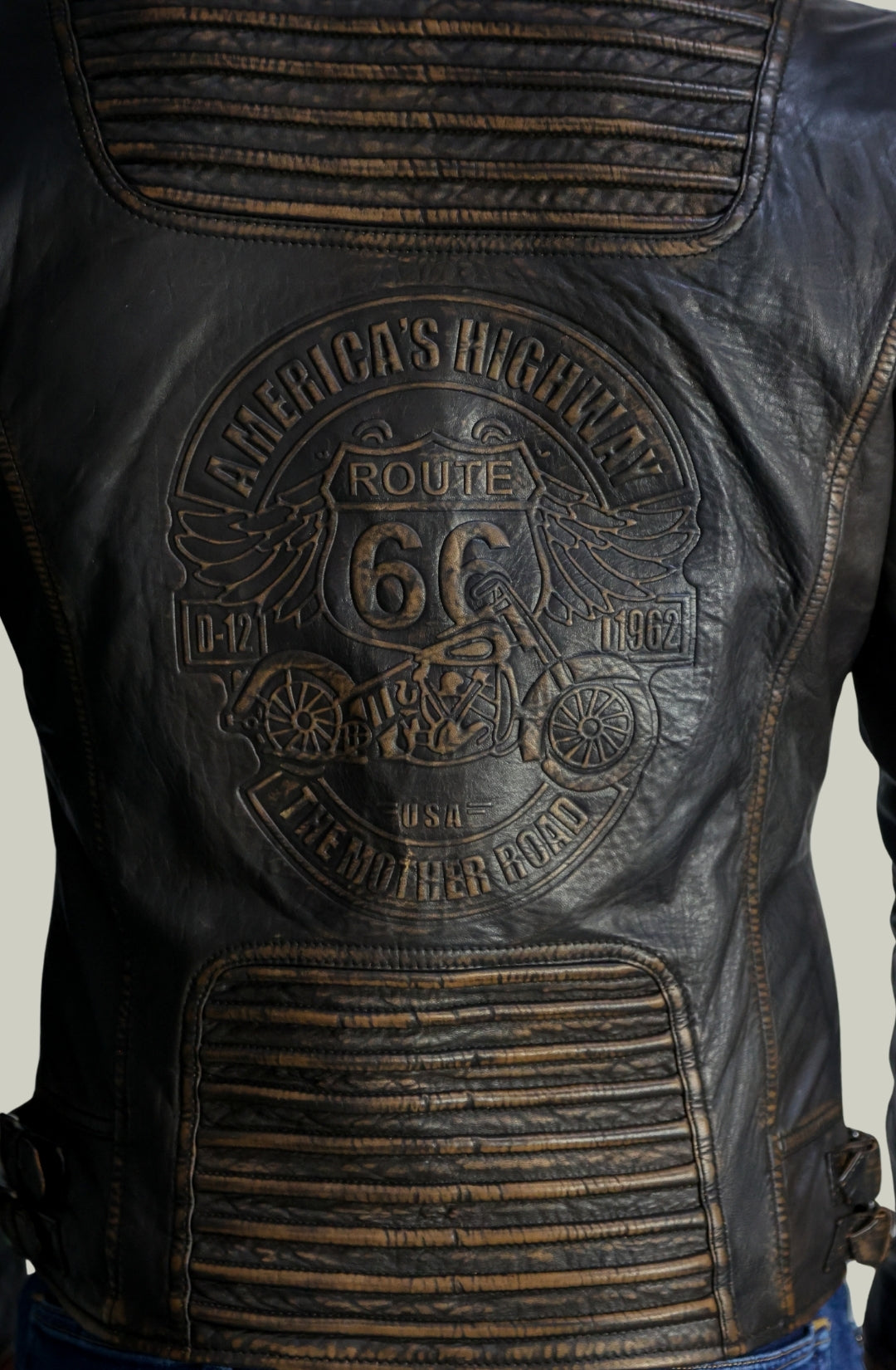 Giacca Biker in Pelle Testa Di Moro Scuro da Uomo