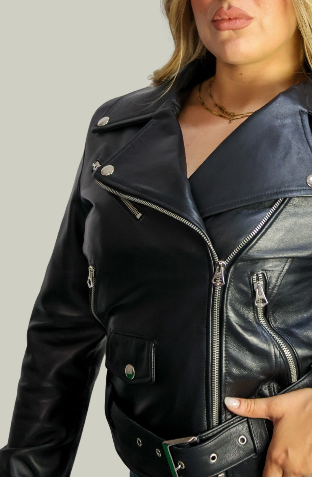 Chiodo biker in pelle K033 | 100% Made In Italy