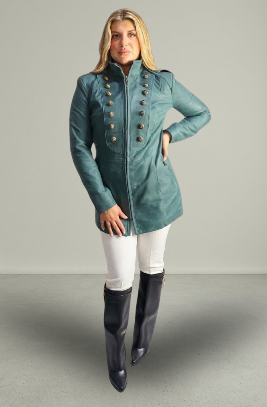 Giacca in Vera Pelle Modello K250 lungo Verde | 100% Made in Italy