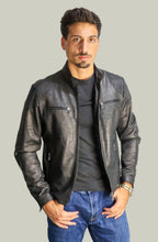 883 Herren-Vintage-Lederjacke Schwarz