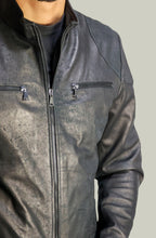 883 Herren-Vintage-Lederjacke Schwarz
