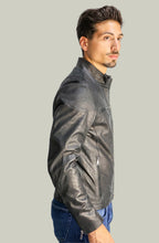 883 Herren-Vintage-Lederjacke Schwarz