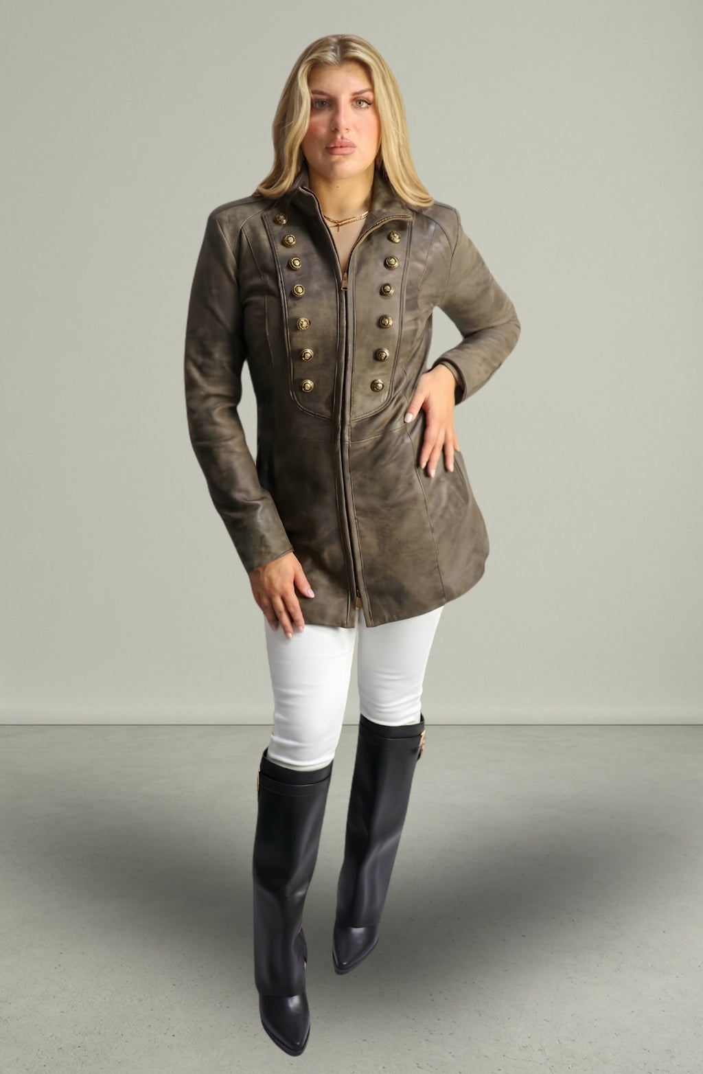 Giacca in Vera Pelle Modello K250 lungo Testa di Moro | 100% Made in Italy