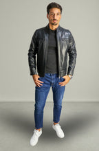 Schwarze Lederjacke für Herren - V266