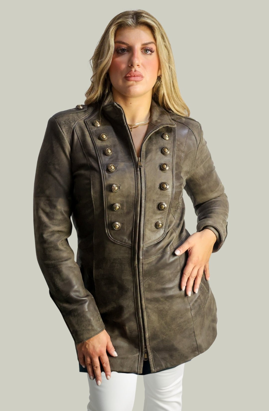 Giacca in Vera Pelle Modello K250 lungo Testa di Moro | 100% Made in Italy