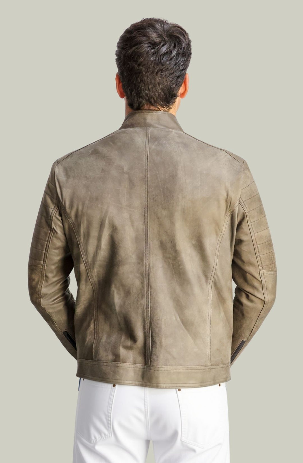 Men's Davide Vintage Dark Brown Leather Biker Jacket
