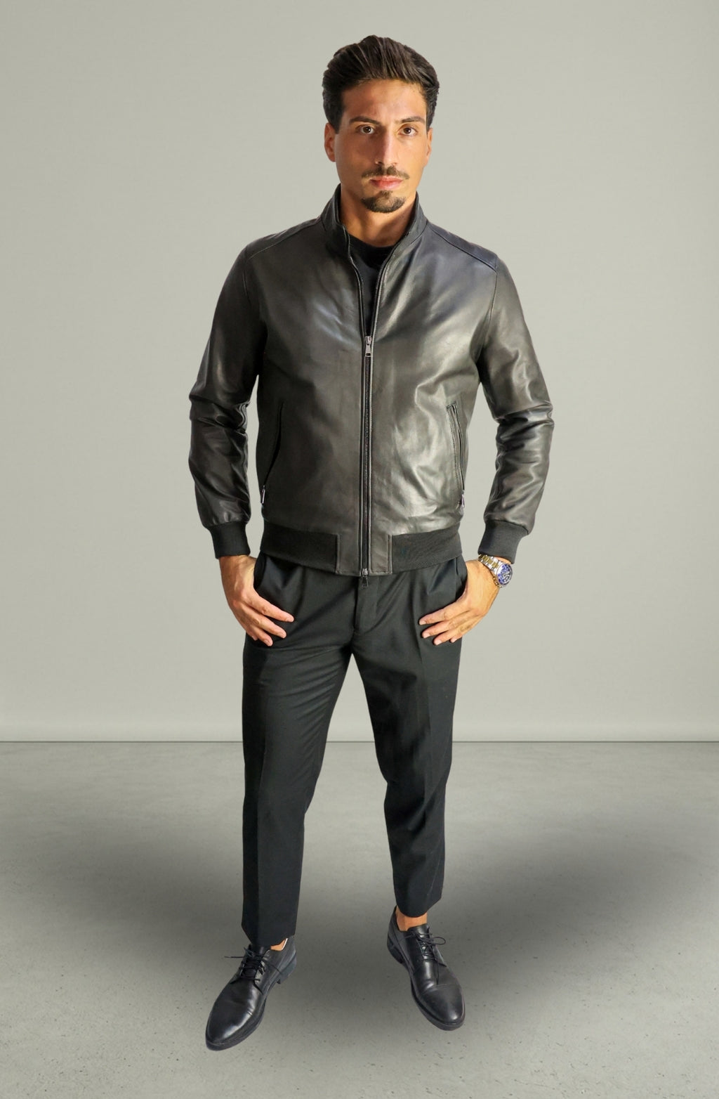 Men's Genuine Leather Bomber Jacket