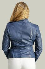 Giacca in Vera Pelle Modello Noemi Stone Wash Blu | 100% Made in Italy
