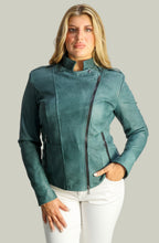 Giacca in Vera Pelle Modello Noemi Stone Wash Verde | 100% Made in Italy