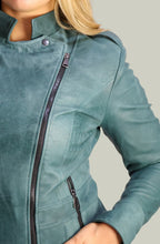 Giacca in Vera Pelle Modello Noemi Stone Wash Verde | 100% Made in Italy