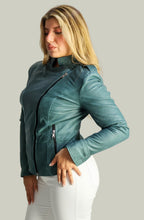 Giacca in Vera Pelle Modello Noemi Stone Wash Verde | 100% Made in Italy