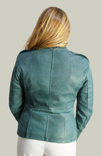 Giacca in Vera Pelle Modello Noemi Stone Wash Verde | 100% Made in Italy