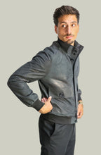 Giacca Bomber Bottoni in Vera Pelle Nero