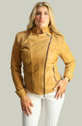 Giacca in Vera Pelle Modello Noemi Stone Wash Cuoio | 100% Made in Italy