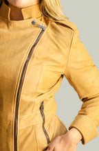 Giacca in Vera Pelle Modello Noemi Stone Wash Cuoio | 100% Made in Italy