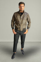 Giacca Bomber Bottoni in Vera Pelle Testa di Moro