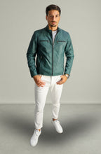 Vintage Herrenjacke aus grünem Leder von 883